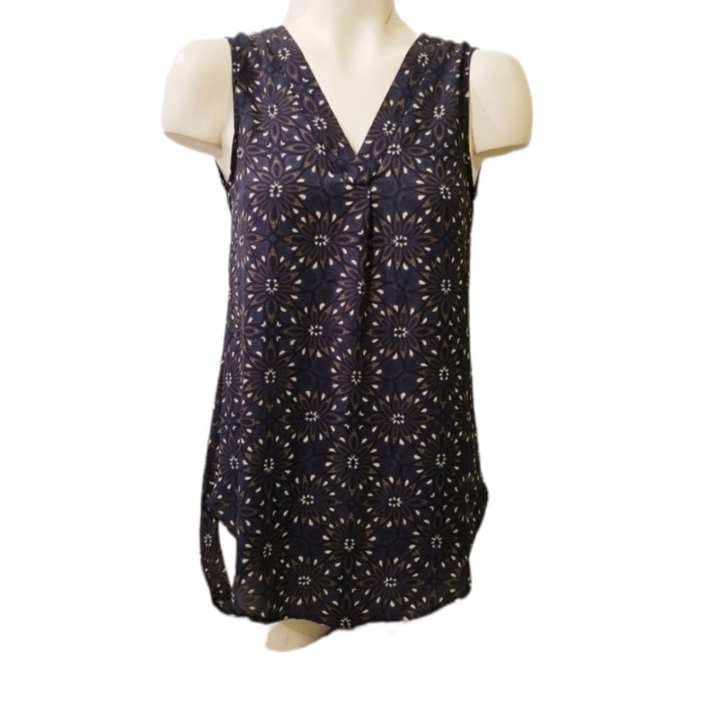 H&M Sleeveless Geometric Print Tunic Blouse Size 2